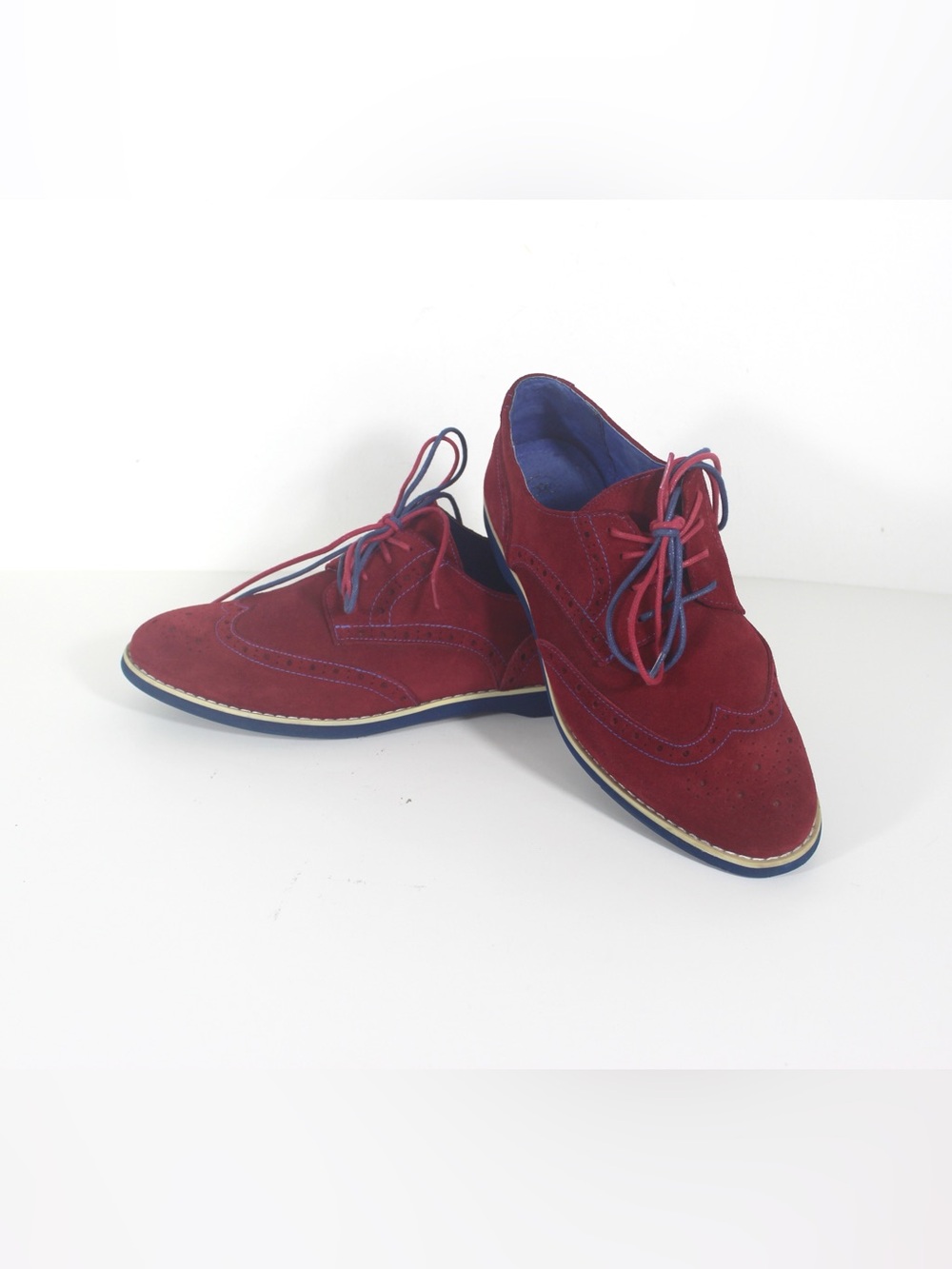 Womens Red Suede Lace Up Oxford Shoes Johnston & Murphy Two Tone